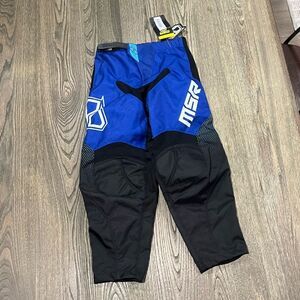 NWT MSR Youth Boys Axxis Range Motocross Pants Utility Pocket Blue Black Size 24